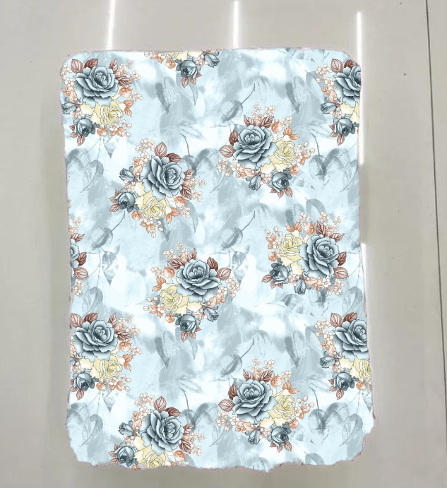 Sky Blue Colour Printed Kurti Fabric