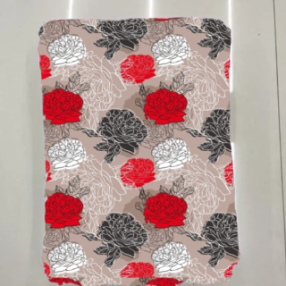 Grey Gulab Design Fabric For Dress Material