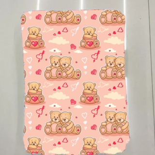 Teddy Bear Peach color Digital printed Fabric For Kurti AND Fabric For Dress Material