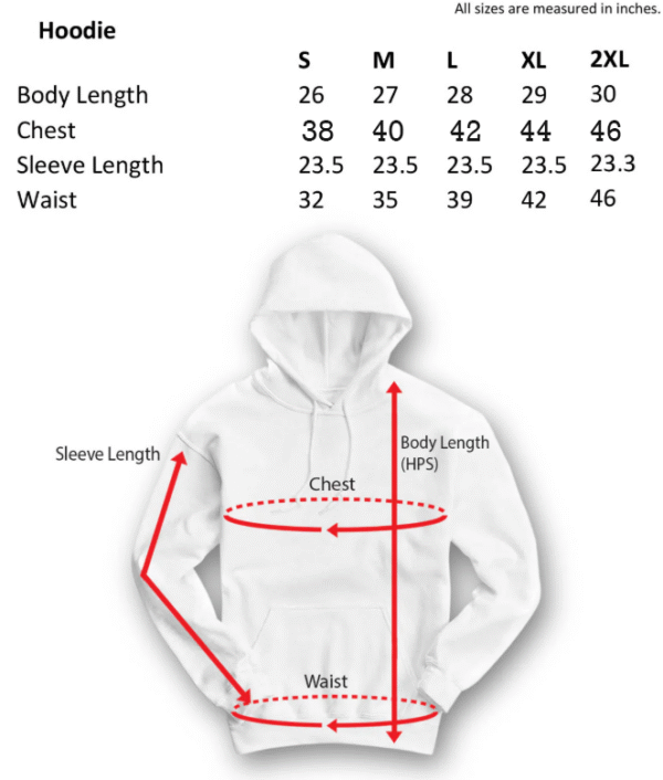 Hoodie size Chart